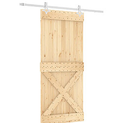 vidaXL Porte coulissante et kit de quincaillerie 90x210 cm pin massif