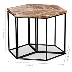 vidaXL Table basse Bois de manguier massif 56x48x40 cm pas cher