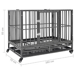 vidaXL Cage pour chien avec roues et toit Acier 102x72x85 cm pas cher