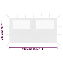 vidaXL Paroi latérale de belvédère avec fenêtres 4x2 m Blanc pas cher