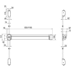 Serrure anti panique FLUID 1 a 3 points Haut bas 900mm JPM pas cher