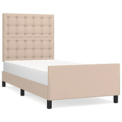 Maison Chic Lit adulte - Cadre Structure de lit avec tête de lit Contemporain Cappuccino 100x200 cm Similicuir -MN34492