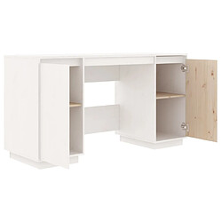 Helloshop26 Bureau table poste de travail meuble d'ordinateur informatique étude 140 x 50 x 75 cm bois massif de pin blanc 02_0023521