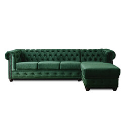 Lisa Design William - canapé Chesterfield d'angle droit - 4 places - en velours pas cher