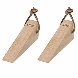 Lot de 2 Cale Portes en Bois Hêtre 12cm Beige