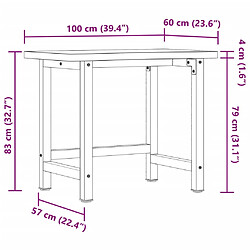 vidaXL Établi 100x(55-60)x83 cm bois massif de hêtre pas cher