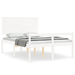 Maison Chic Lit adulte - Cadre Structure de lit avec tête de lit Contemporain blanc 120x200 cm bois massif -MN90838