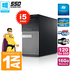 PC Tour DELL 7010 Core I5-2400 RAM 16Go Disque 120 Go SSD Wifi W7 - Occasion