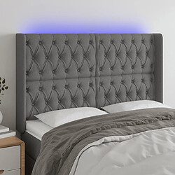 Maison Chic Tête de lit scandinave à LED,meuble de chambre Gris foncé 163x16x118/128 cm Tissu -MN82795