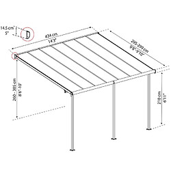 Pergola 13m² gris anthracite - 705600 - PALRAM