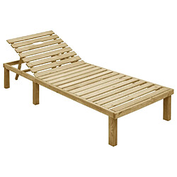 Maison Chic Chaise longue avec coussin | Bain de soleil Relax | Transat vert Bois de pin imprégné -GKD55991