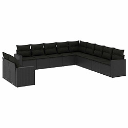 Maison Chic Salon de jardin 11 pcs avec coussins | Ensemble de Table et chaises | Mobilier d'Extérieur noir résine tressée -GKD57691