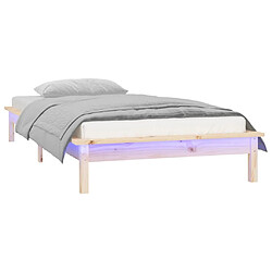 Avis Maison Chic Lit adulte - Cadre de lit à LED,Structure du lit Contemporain 90x200 cm Bois massif -MN79728