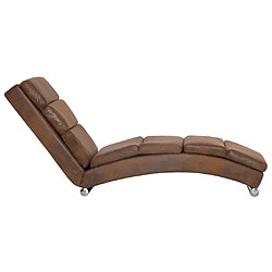 Avis Maison Chic Chaise longue Jardin| Bain de soleil Relax | Transat Marron Similicuir daim -GKD59873