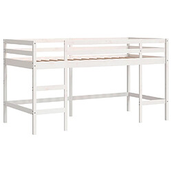 Vidaxl Lit mezzanine enfants échelle blanc 90x200 cm bois pin massif