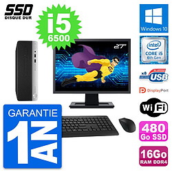 PC HP ProDesk 400 G4 SFF Ecran 27" i5-6500 RAM 16Go SSD 480Go Windows 10 Wifi - Occasion