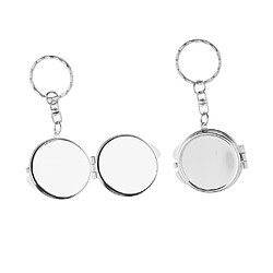 2 pièces portable mini pliant rond poche porte-clés miroir de maquillage compact