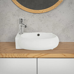 Acheter ML-Design Lavabo en Céramique, Ovale, 43x28x15 cm, Blanc, Trou pour Robinetterie à Gauche, Montage Mural ou Sur Plan, Vasque à Poser, Lave Mains Petit Évier Supendu pour Salle de Bain Toilette WC