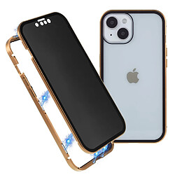 Coque en cadre métallique anti-spy, fermeture magnétique, anti-chutte pour votre iPhone 14 Plus - or