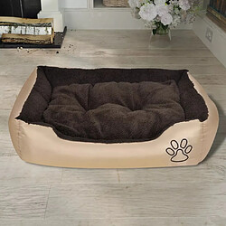 Helloshop26 Lit chaud pour chiens avec coussin rembourré 90 cm beige et marron 02_0001551