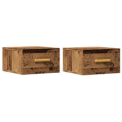 vidaXL Tables de chevet murales 2 pcs vieux bois 35x35x20 cm