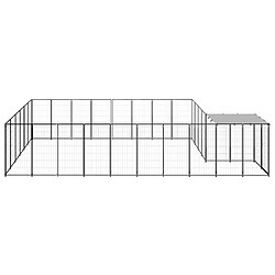 Helloshop26 Chenil extérieur cage enclos parc animaux chien 15,73 m² 110 cm acier noir 02_0000497