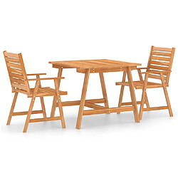 vidaXL Ensemble à manger de jardin 3 pcs Bois d'acacia solide