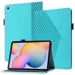 Etui en PU skin touch à motif losange, auto-absorbé, porte-cartes bleu pour votre Samsung Galaxy Tab S6 Lite/P610/T615