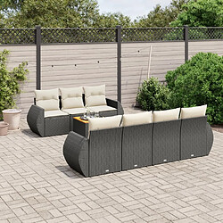 Maison Chic Ensemble Tables et chaises d'extérieur 8 pcs avec coussins,Salon de jardin noir résine tressée -GKD378180