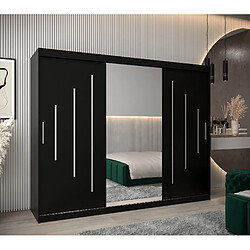 Abiks Meble Armoire YORK 1 À Portes Coulissantes 200/250/62 3 Portes (Noir/Noir)