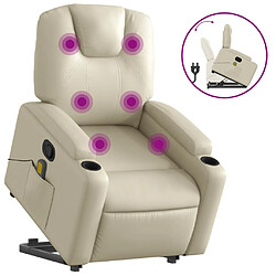 Maison Chic Fauteuil Relax pour salon, Fauteuil inclinable de massage Crème Similicuir -GKD97166