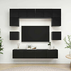 Maison Chic Ensemble de meubles TV 8 pcs | Banc TV Moderne pour salon | Meuble de Rangement - Noir Aggloméré -MN79407