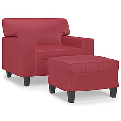 vidaXL Fauteuil avec repose-pied Rouge bordeaux 60 cm Similicuir