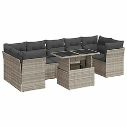 vidaXL Salon de jardin avec coussins 10 pcs gris clair résine tressée