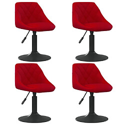 vidaXL Chaises à manger pivotantes lot de 4 rouge bordeaux velours