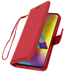 Avizar Housse Samsung Galaxy M20 Porte carte Support Vidéo Rouge