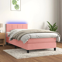 Maison Chic Lit adulte- Lit + matelas,Sommier à lattes de lit avec matelas et LED Rose 100x200 cm -GKD97114