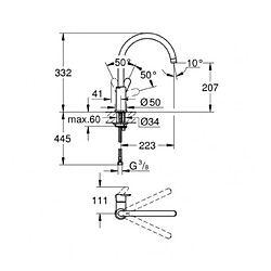 GROHE Robinet mitigeur mecanique evier Start Edge - Chrome