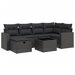 vidaXL Salon de jardin 7 pcs avec coussins noir résine tressée