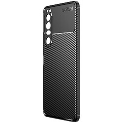 Avizar Coque Xperia 1 IV Silicone Flexible Design Effet fibre de carbone Noir