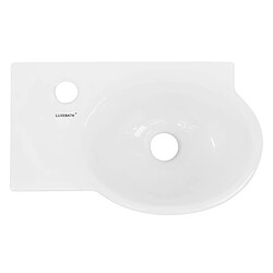 ML-Design Lavabo en céramique ovale blanc évier avec trou pour robinet à gauche 375x190 mm