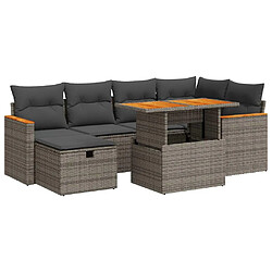 vidaXL Salon de jardin 8 pcs avec coussins gris résine tressée