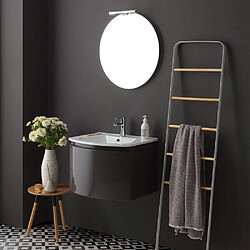 Kiamami Valentina ARMOIRE DE TOILETTE SUSPENDUE CINTRÉE 62 CM GRIS BRILLANT MIROIR ROND | RIVA