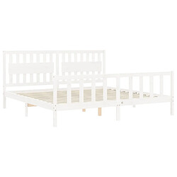 Maison Chic Lit adulte - Cadre Structure de lit avec tête de lit Contemporain blanc 200x200 cm bois massif -MN56158 pas cher