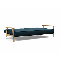 Acheter Inside 75 INNOVATION LIVING Canapé lit design SPLITBACK FREJ convertible 115*210 cm accoudoirs bois tissu Argus Navy Blue