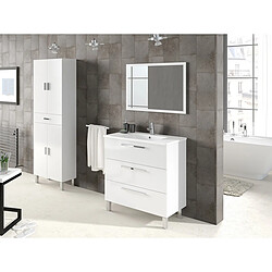 Colonne salle de bain Suspendue avec 4 Portes coloris blanc brillant - 182 x 60 x 29 cm -PEGANE- pas cher