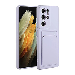 Coque en TPU Qualité avec porte-carte violet clair pour votre Samsung Galaxy S21 Ultra 5G