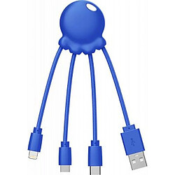 XOOPAR Câble 3 en 1 Octopus USB A/micro USB & USB C & Lightning 0,1m Bleu