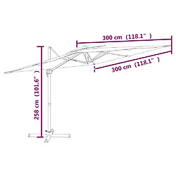 vidaXL Parasol cantilever à double toit Bordeaux Rouge 300x300 cm pas cher