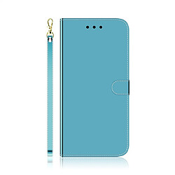 Wewoo Coque Etui à rabat en surface imitation miroir pour Galaxy S9 avec porte-cartes et emplacements cartes ainsi que portefeuille et lanière bleu